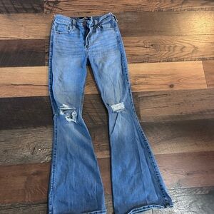Hollister Light Blue Distressed Flare Jeans
